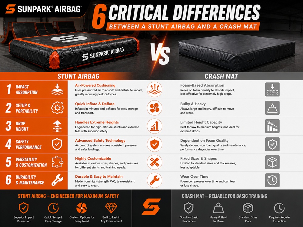6 Critical Differences Between a Stunt Airbag and a Crash Mat